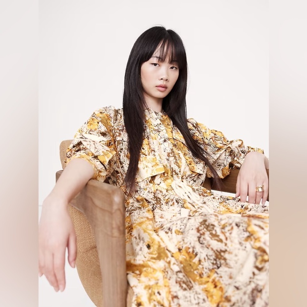Banana Republic Yellow Floral Midi Dress - Picture 3 of 9